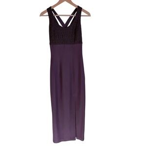 Purple Lace Dress Formal Cocktail Bodycon Midi‎ CDC Caren Desiree Sz 6